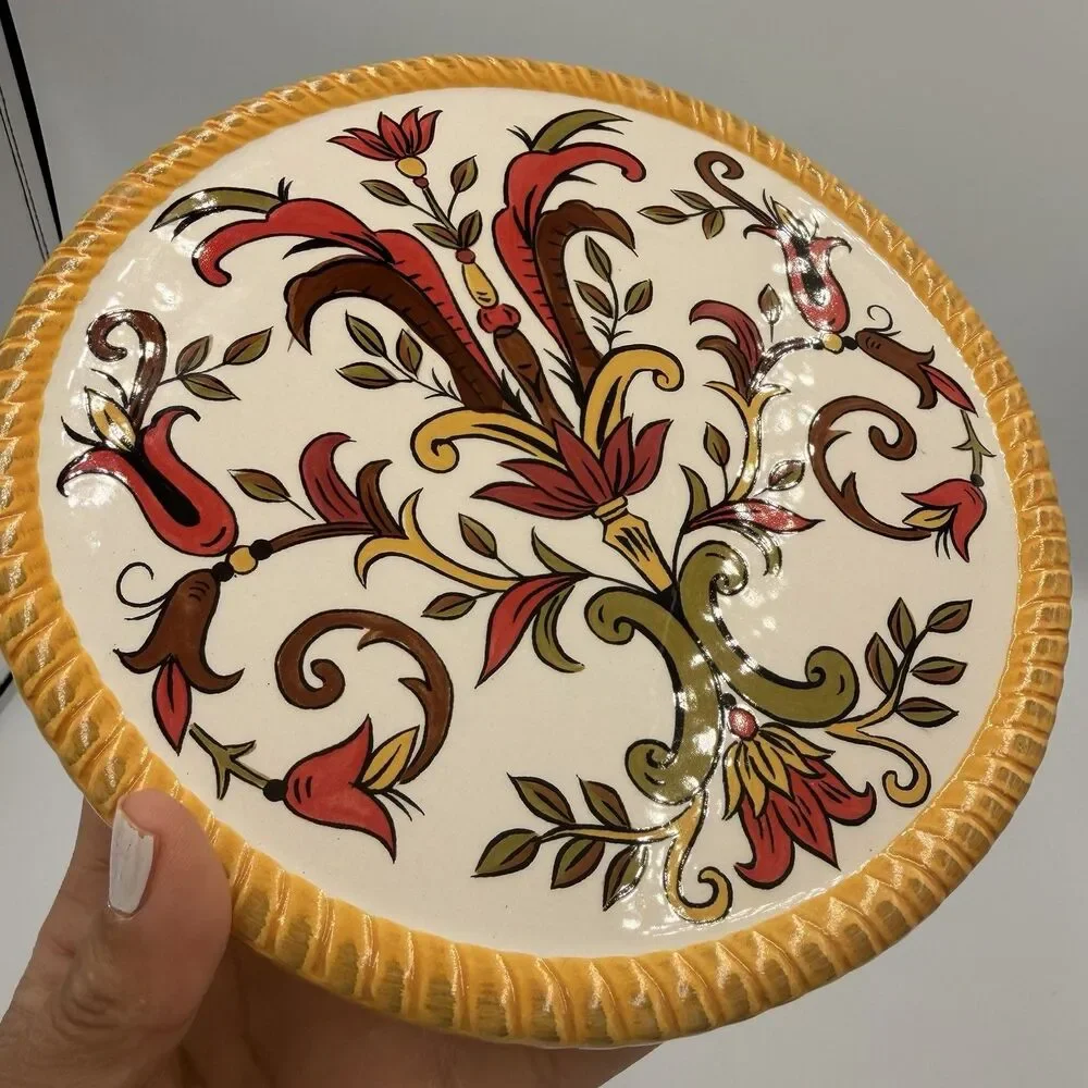 Pier 1 Oralia 8 3/8” Earthenware Trivet Hot Pad Floral Discontinued Tuscan